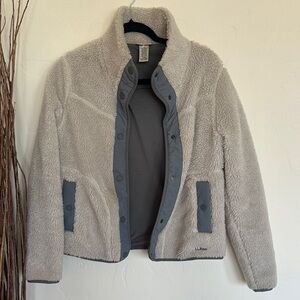 L.L. Bean Beige Fleece Jacket with Gray Details